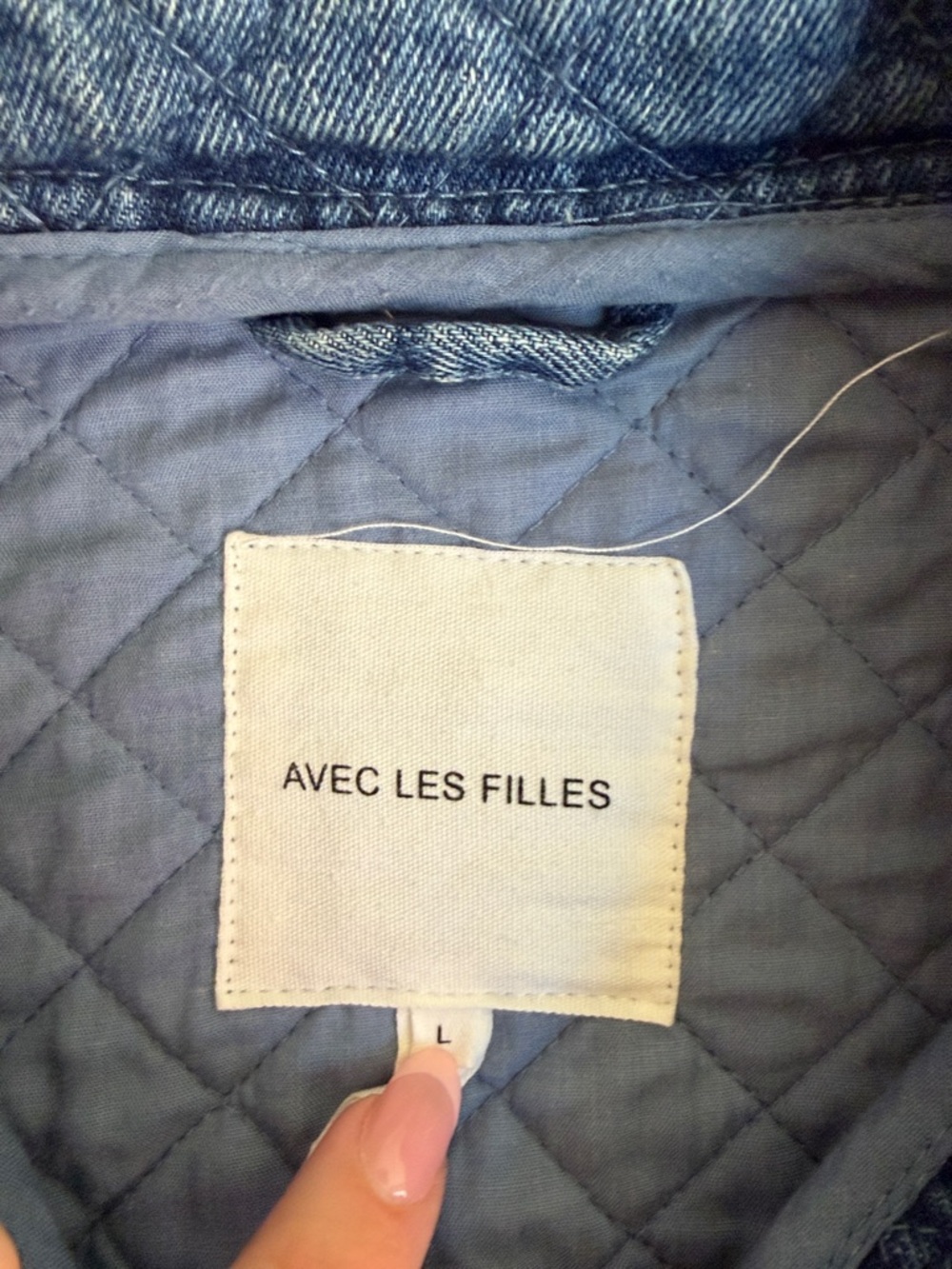 Anthropologie Denim Quilted Tie-Front Jacket - Blue - Picture 3 of 4